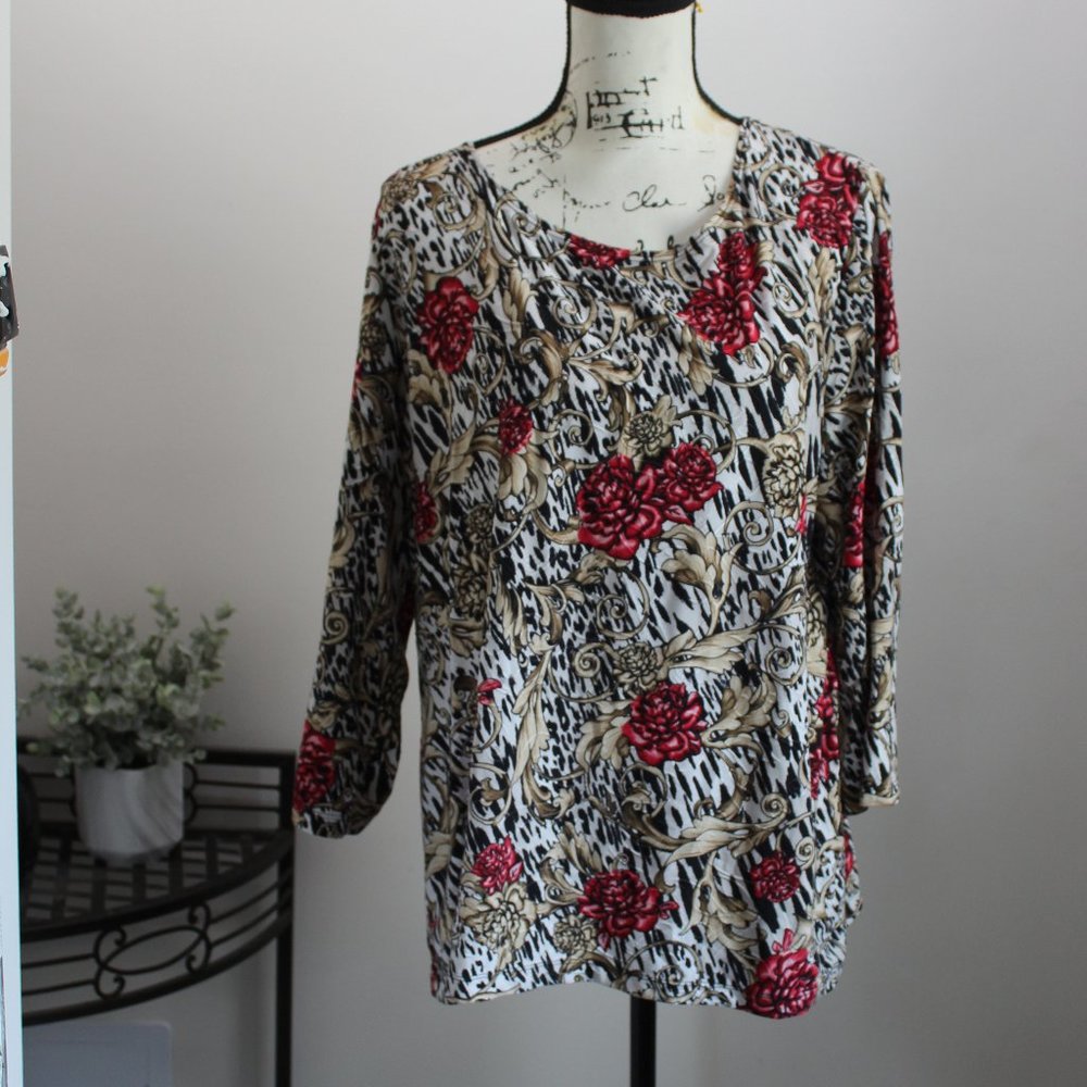 Women's 3/4 Sleeve Floral Top by JM Collection